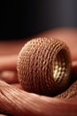 A close up of a gold ring on some fabric, AI