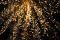 Gold sparkle from night light bulb hanging on ceiling  for celebration Christmas and new year background Royalty Free Stock Photo