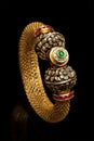 Close up of golden bangle with many diamonds Royalty Free Stock Photo
