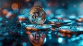 Golden Bitcoin on a Digital Circuit Board
