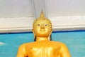 Close-up of golden Buddha images in Thai temples  Belief in Buddhism Royalty Free Stock Photo