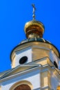 Close-up of golden cross on dome of orthodox church Royalty Free Stock Photo