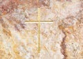 Close-up on golden cross on luxerios marble background. Royalty Free Stock Photo