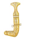 Close-up of a golden dagger, Arabic Culture, Saudi Arabia