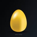 Close up Golden Easter egg on black background. Minimal Easter concept. Royalty Free Stock Photo