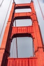 Close up of Golden Gate Bridge pylon; Golden Gate Bridge is a suspension bridge spanning the Golden Gate, the one-mile-wide strait