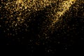 the golden  glitter on black background Royalty Free Stock Photo