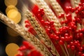 Close-up of golden ripe wheat ears in the field, agriculture concept, high-quality organic food Royalty Free Stock Photo