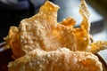 Close-up of a golden and tempting fried yuba