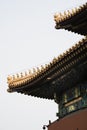 Close-up of the golden tiles detail of the rooftops of The Forbidden City, Beijing, China