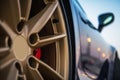 Close Up Of Golden Tire Rim Of Exotic Car Royalty Free Stock Photo