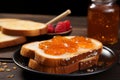 Close up golden toast adorned with luscious homemade jam a delightful morning indulgence