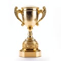 Close up of golden trophy,Winning awards with copy space,AI generated