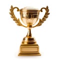 Close up of golden trophy,Winning awards with copy space,AI generated