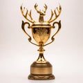 Close up of golden trophy,Winning awards with copy space,AI generated