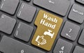 Close up the golden wash hand key Royalty Free Stock Photo