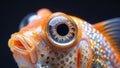 A close up of a goldfish's eye on a black background Royalty Free Stock Photo