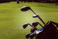 Close up golf bag on course Royalty Free Stock Photo