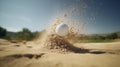 Close up golf ball in sand bunker of golf course Royalty Free Stock Photo