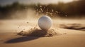 Close up golf ball in sand bunker of golf course Royalty Free Stock Photo