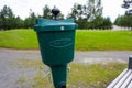 Close up - Golf ball station for washing dirty golf balls. Nice green background Royalty Free Stock Photo