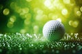 Close-up Golf Ball on Tee with Serene Green Bokeh Background, Perfect Shot on the Golf Course Royalty Free Stock Photo