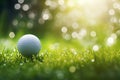 Close-up Golf Ball on Tee with Serene Green Bokeh Background, Perfect Shot on the Golf Course Royalty Free Stock Photo