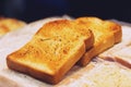 Close up of Good Morning Crusty Bread Toast Slice