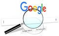 Close up of google search homepage and cursor on the screen google is worlds.