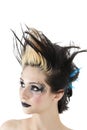 Close-up of gothic woman with face painting and spiked hair over white background Royalty Free Stock Photo