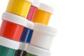 Close-up of gouache paint cans on white background Royalty Free Stock Photo