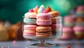 A close up of a gourmet macaroon stack, a sweet indulgence generated by AI
