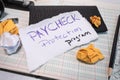 Close up of Government financial aid stimulus Paycheck Protection program small business office supplies