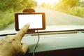 Close-up of gps car navigation system The car was installed in t Royalty Free Stock Photo