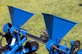 Close up of grain compartments on seeders for agriculture