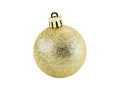 single glitter yellow gold christmas ball isolated on white background, bauble for christmas party decoration Royalty Free Stock Photo