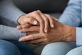 Close up granddaughter comforting grandmother, holding hands, expressing love Royalty Free Stock Photo