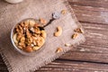 Close up of granola with nut mix Royalty Free Stock Photo