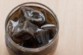 Close up, Grass Jelly in glass