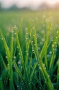 Close Up of Grass With Water Droplets Royalty Free Stock Photo