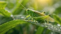 Close Up of a Grasshopper on a Leaf Royalty Free Stock Photo