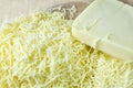 Close up grated cheddar cheese,selective focus Royalty Free Stock Photo