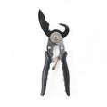 Close Up of Gray and Black Pruning Shears with Metal Blade on White Background Royalty Free Stock Photo