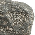 Close-up of a gray, coarse-grained rock with visible clastic texture. It features an Royalty Free Stock Photo