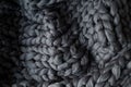 Close-up gray knitted blanket, merino wool background Royalty Free Stock Photo