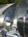 Close-up of a gray metal Jaguar MK2 grille. Royalty Free Stock Photo