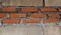 Close-up of a gray and red brick wall, with a half-wall brick wallpaper Royalty Free Stock Photo