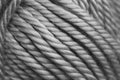 Close up of gray rope like texture of synthethic fibre ball of wool