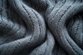 Close-up of gray wool fabric showcasing detailed knitting texture Royalty Free Stock Photo