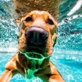 Close-up of a great dane swimming underwater by Generative AI
